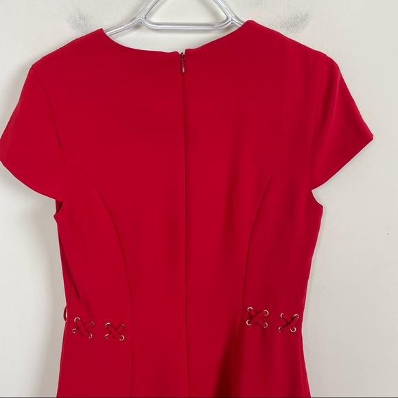 Amanda Uprichard Mckenna Red Lace Up Flounce Hem Dress - Picture 9 of 10